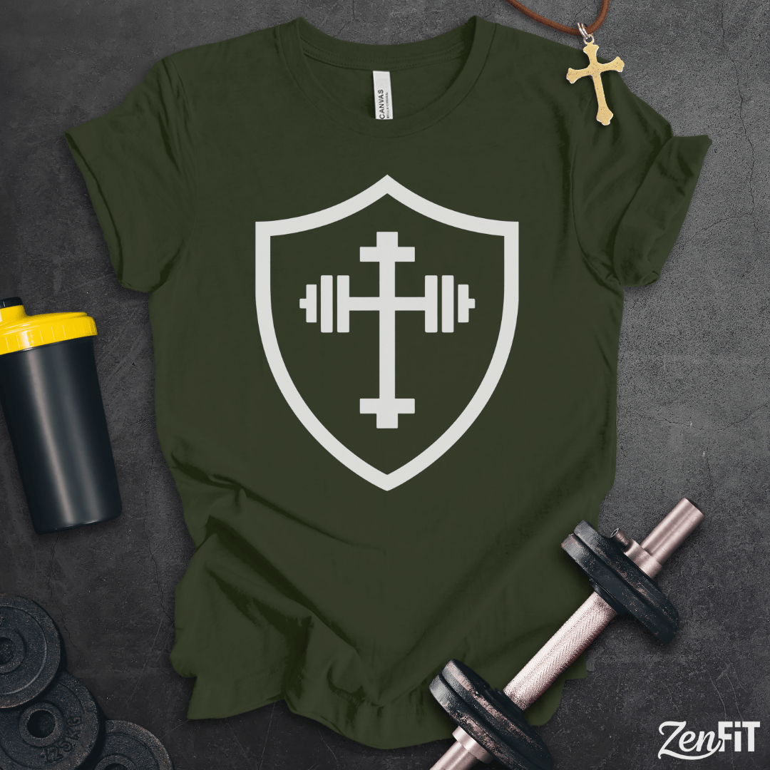 Shield Barbell Cross T-Shirt