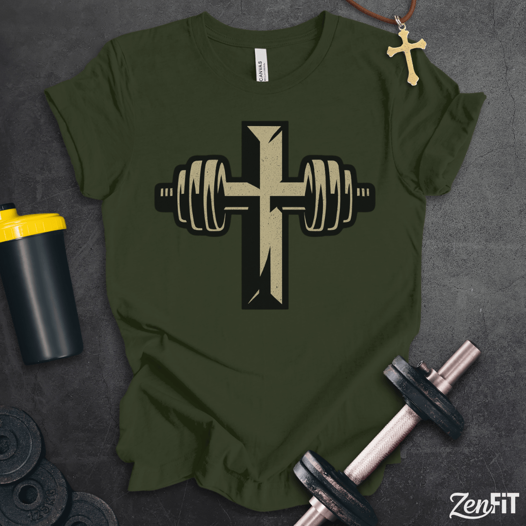 Christian Barbell Cross T-Shirt