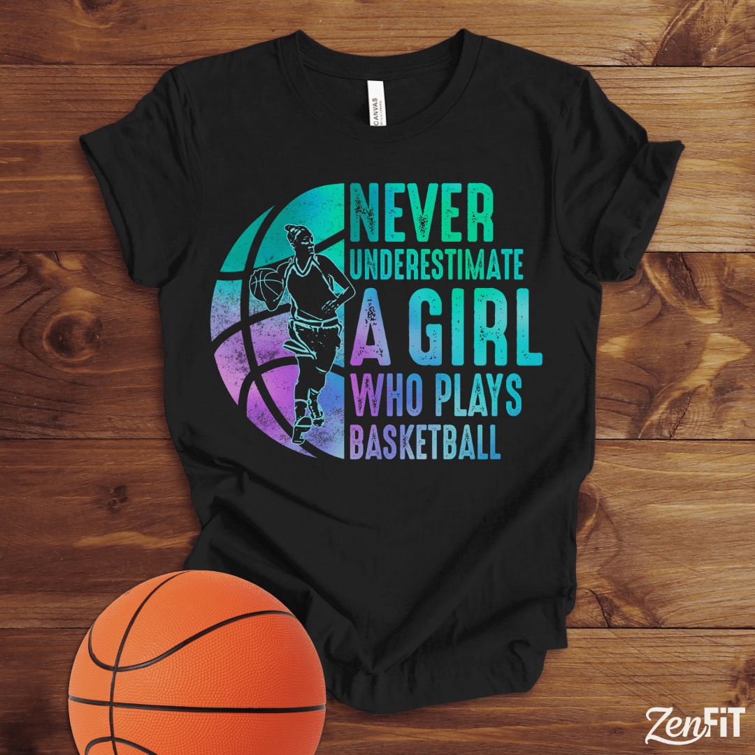 Never Underestimate A Girl Who Plays Basketball T-Shirt