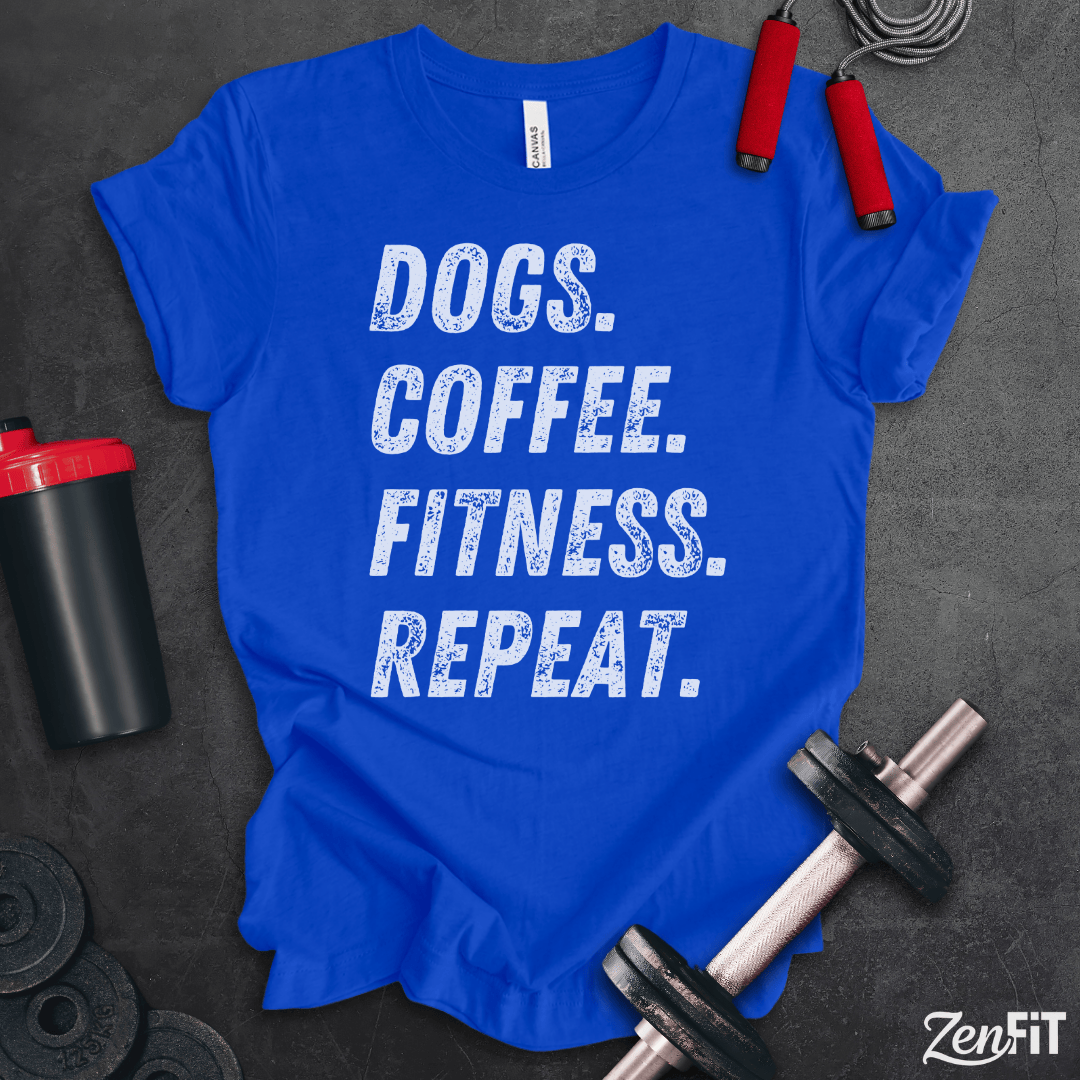 Dogs Coffee Fitness Repeat T-Shirt