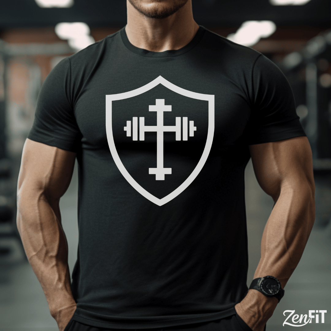 Shield Barbell Cross T-Shirt