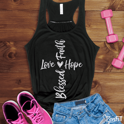 Love Faith Hope Blessed Cross Tank Top