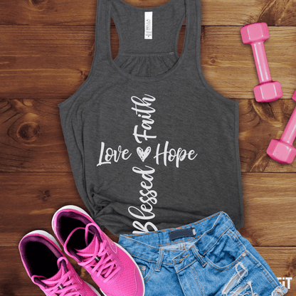 Love Faith Hope Blessed Cross Tank Top