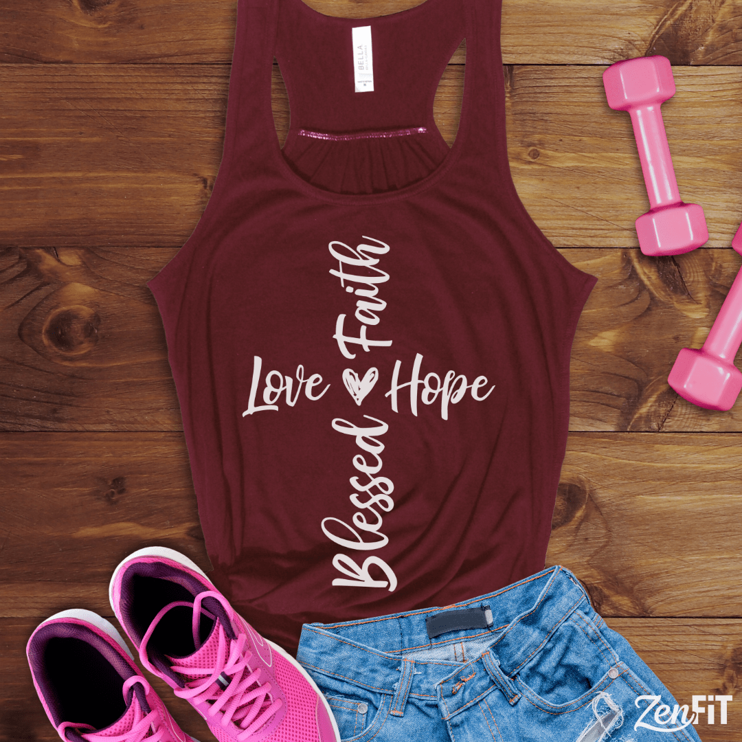 Love Faith Hope Blessed Cross Tank Top