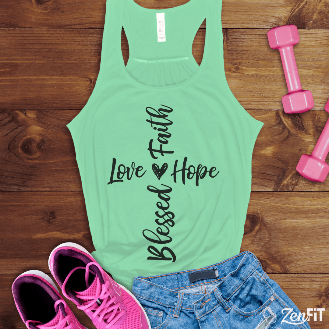 Love Faith Hope Blessed Cross Tank Top