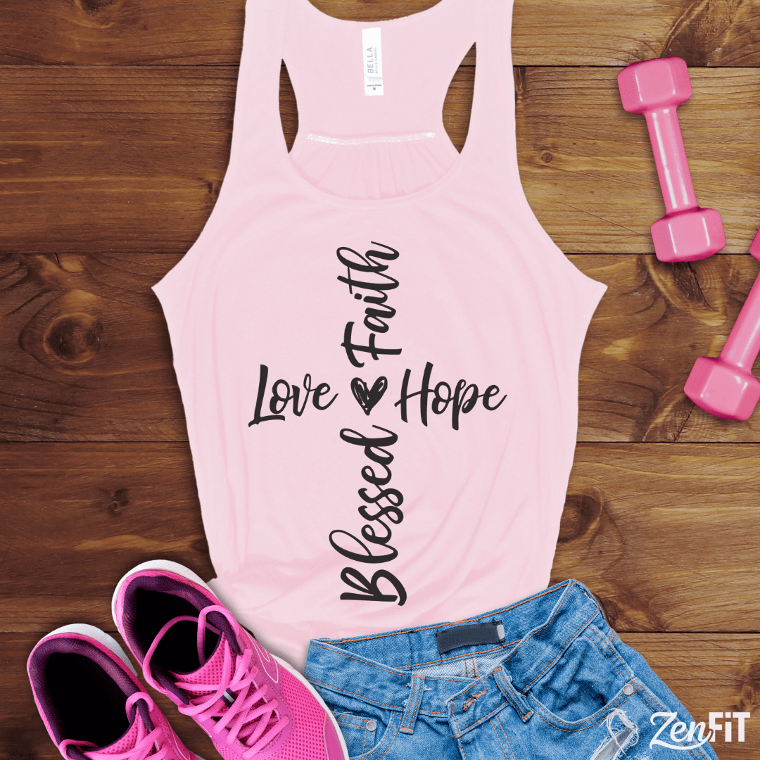 Love Faith Hope Blessed Cross Tank Top