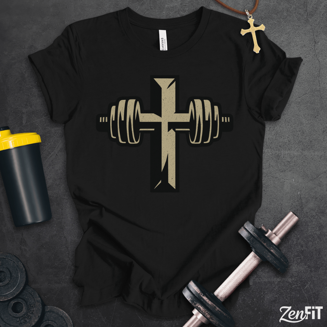 Christian Barbell Cross T-Shirt