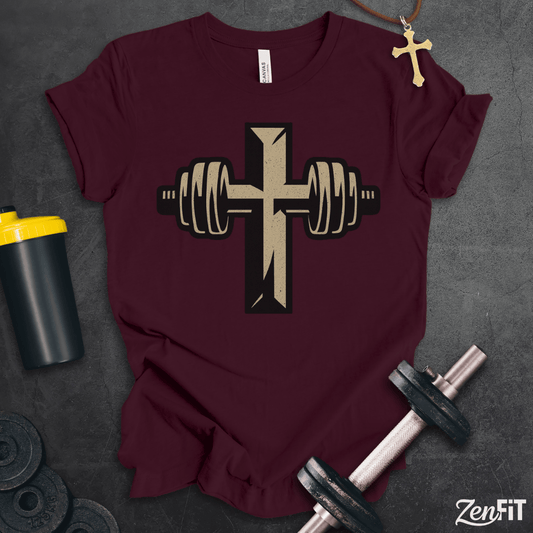 Christian Barbell Cross T-Shirt